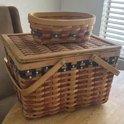 American Flag Picnic Basket Set