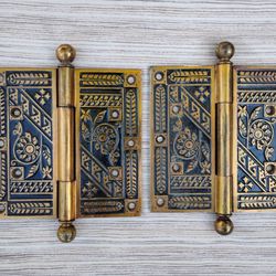 Antique Victorian Eastlake Hinges Cast Iron 6x6 Inches. Visagras