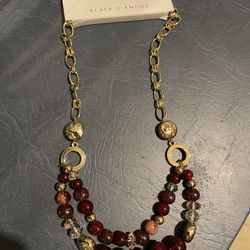 Gold And Burgundy Necklace