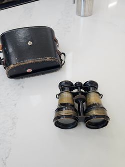 Vintage Brass Binocuars with Case