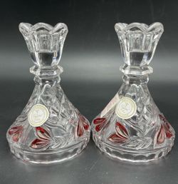 Anna Hutte Bleikristall Candle Holders 24% Lead Crystal Made in Germany