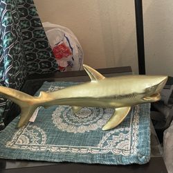 Gold Color Large Shark Statue (17”) inches, Fish Statue,