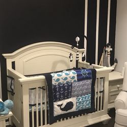 Oxford baby cottage cove crib, toddler bed conversion kit, dresser & changing table, bedside table