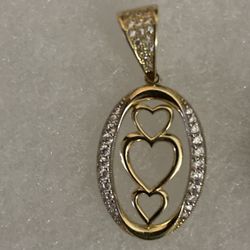 3 Hearts Pendant 10k Real Gold 