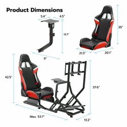 ARES WING Racing Simulator Cockpit with Seat and Monitor Mount, Adjustable Sim Racing Cockpit Compatible with Logitech, Thrustmaster, Fanatec, Moza, f