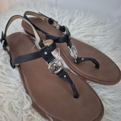 Michael Kors Black Leather Sandals
