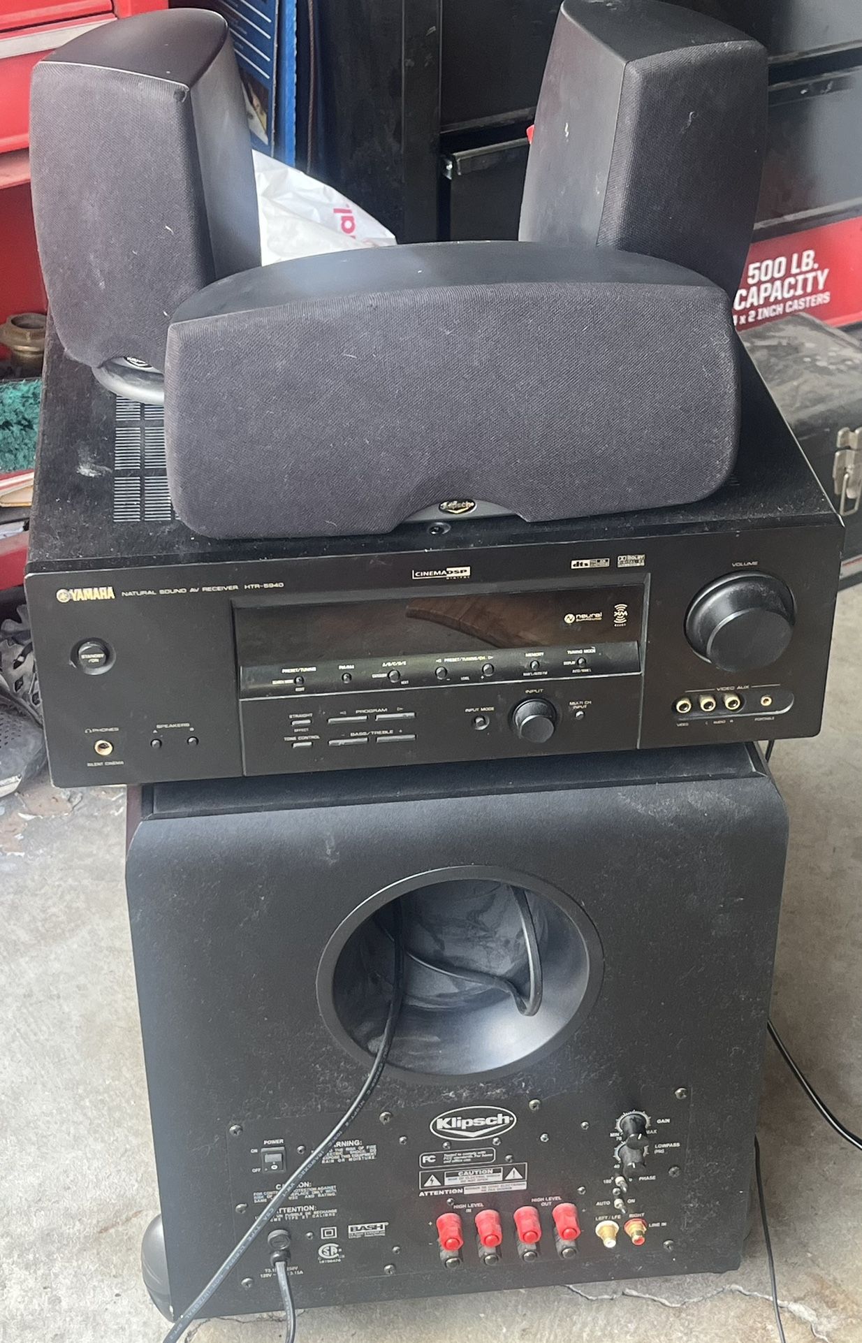 5 speaker Klipsch sound with Klipsch sub Yamaha receiver