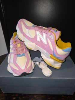 New Balance 9060 Pink Yellow Blue Sneakers