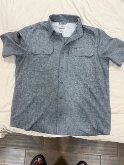 Chaps dri-for gray heathered button-up shirt size medium