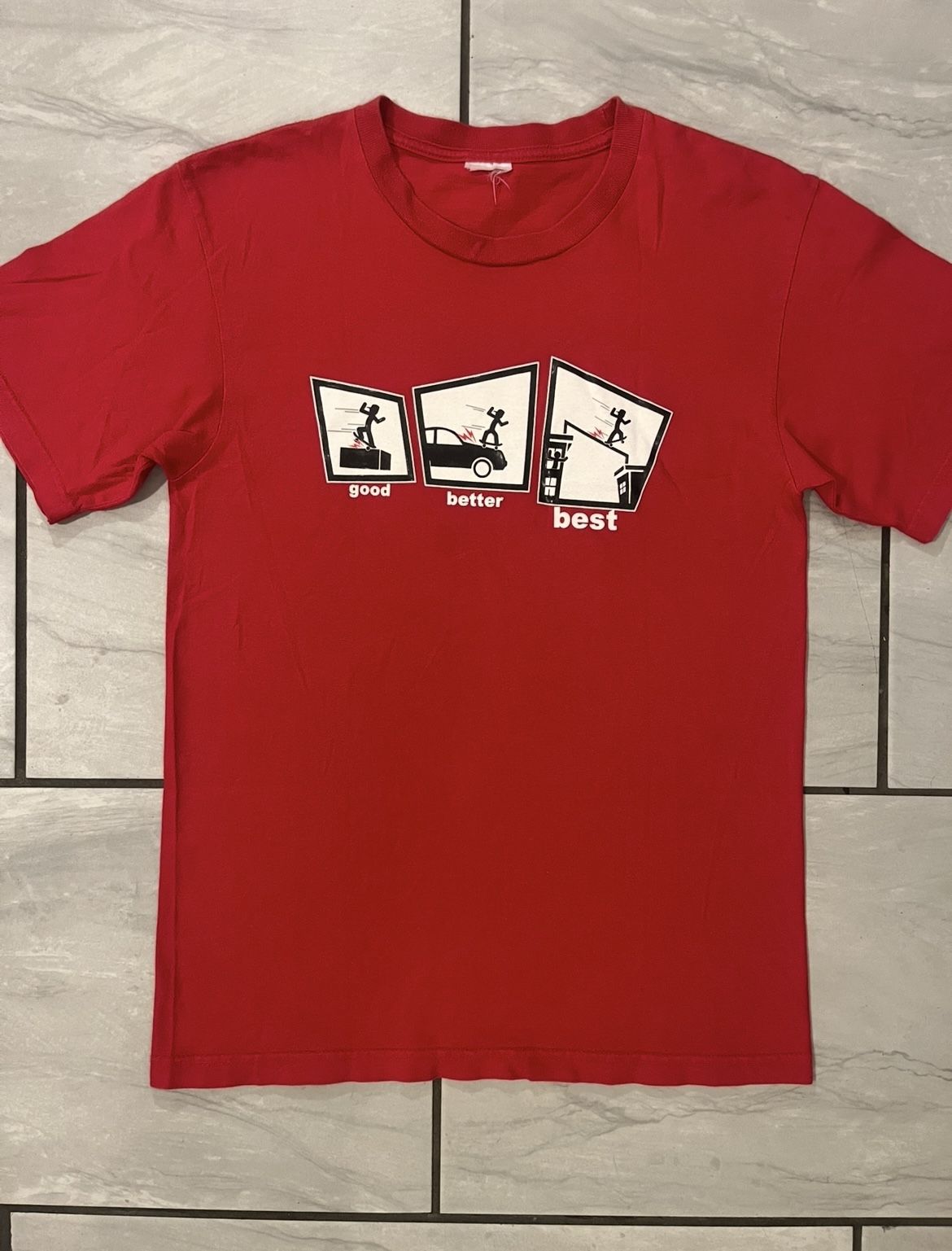 Vintage Y2K Skater Video Game Stick Man Skater Shirt Size Small Red