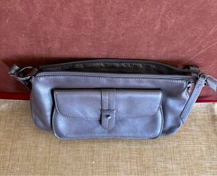 Gray Leather Small Shoulder Bag by Kenneth Cole Metallic Gray
