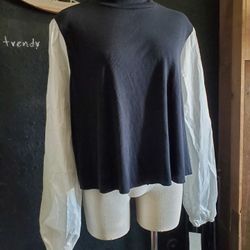 2x Black And White Long Sleeve Top new