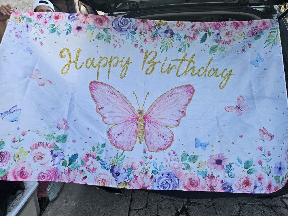 Butterfly Birthday Banner And Tulle 