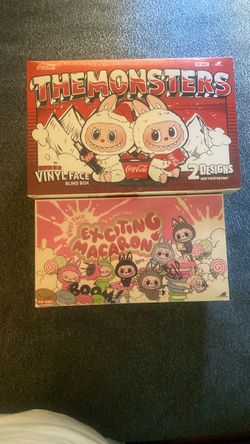 Lot of 2 monsters vinyl face Coca Cola and exciting macaron sets