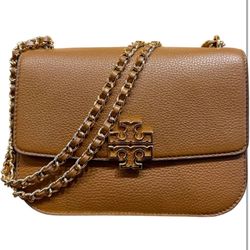 Tory Burch 140987 Britten Moose Brown With Gold Hardware Women's Adjustable Shoulder Bag, have original tags and packaging