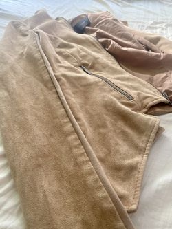 BCBG MAXAZRIA 2tone Suede Tan ZipUpJacket