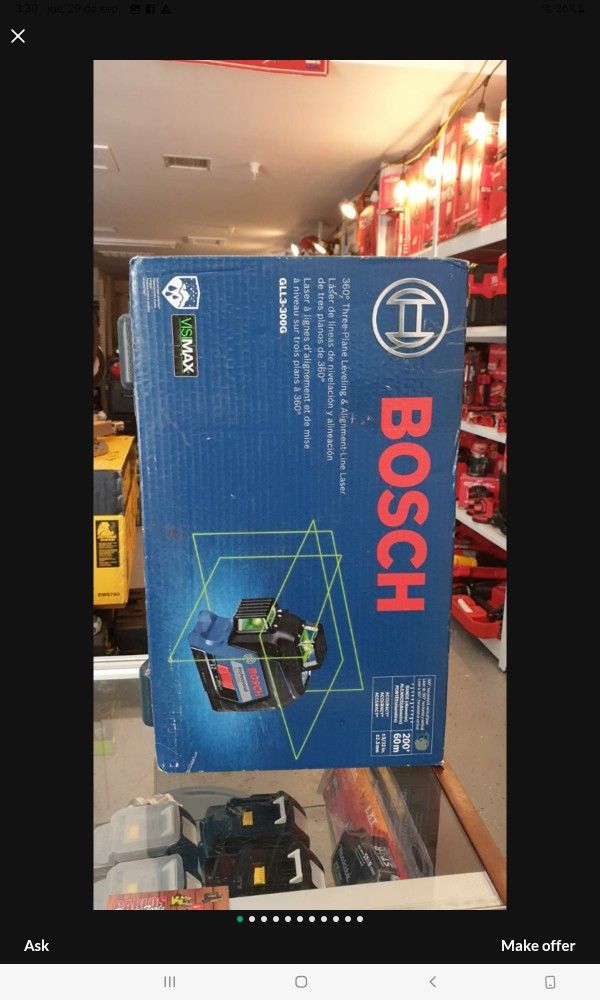 BOSCH 360° THEREE PLANE LEVELING & ALIGNMENT LINE LASER GREEN 