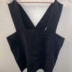 House of Harlow 1960 Compression Wide Strap Black Knit Tank Women’s Top Sz XL