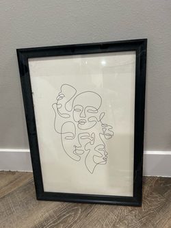 Framed Abstract Face Line Art Print
