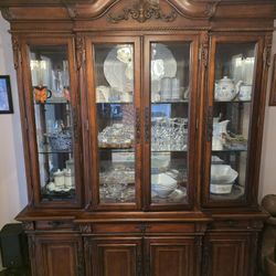 Beautiful Wooden Curio With Glass Shelves