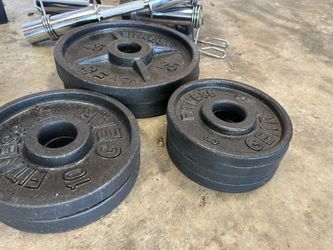 Set of free weights assorted variety over 150 pounds, dumbbells,