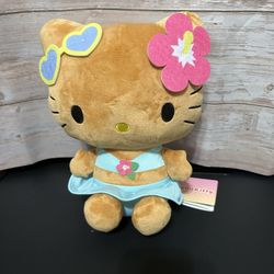 Sanrio Hello Kitty Suntan Tropical 9” Plush Tan Sun-Kissed Blue