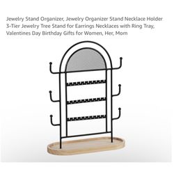 Brand new Jewelry Stand Organizer, Jewelry Organizer Stand Necklace Holder 3-Tier Jewelry Tree Stand for Earrings Necklaces with Ring Tray, Valentines