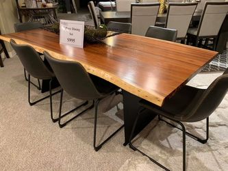 7 piece live edge dining set presented by modern home furniture in Everett