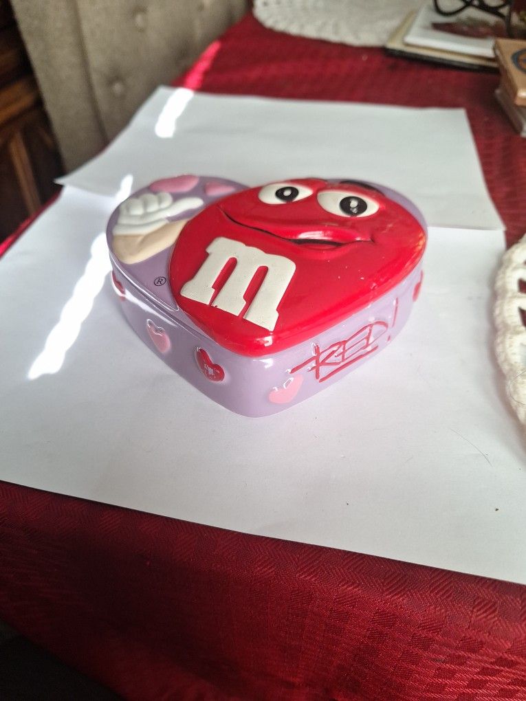 M&Ms Ceramic Lavender Heart Shaped Candy Dish