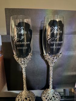 Personalized Wedding Champagne Flutes Set of 2