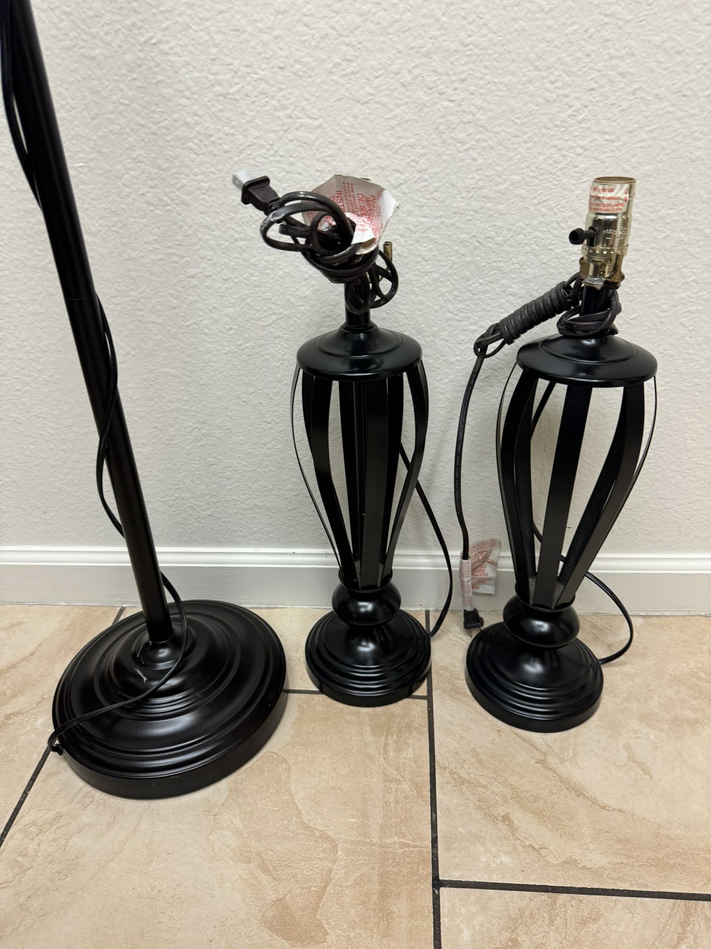 3pc Lamp Set Brownish / Black
