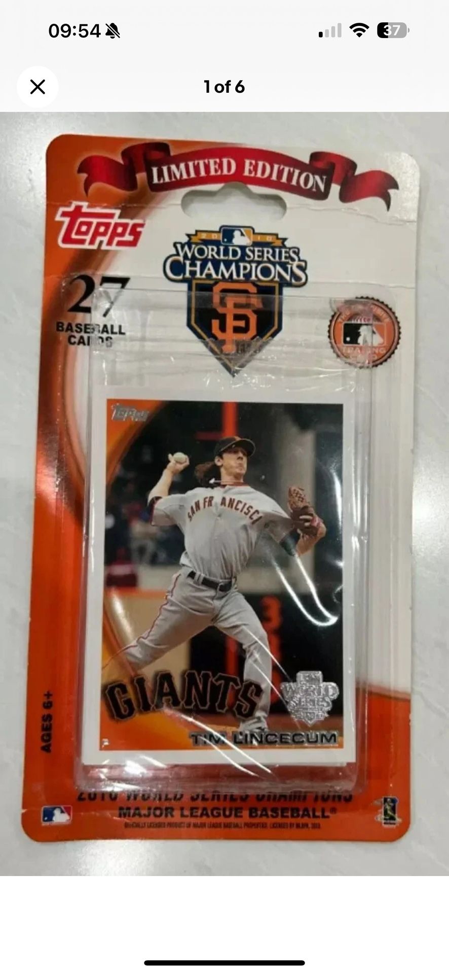 Limited Edition San Francisco Giants Baseball Cards New Unopened