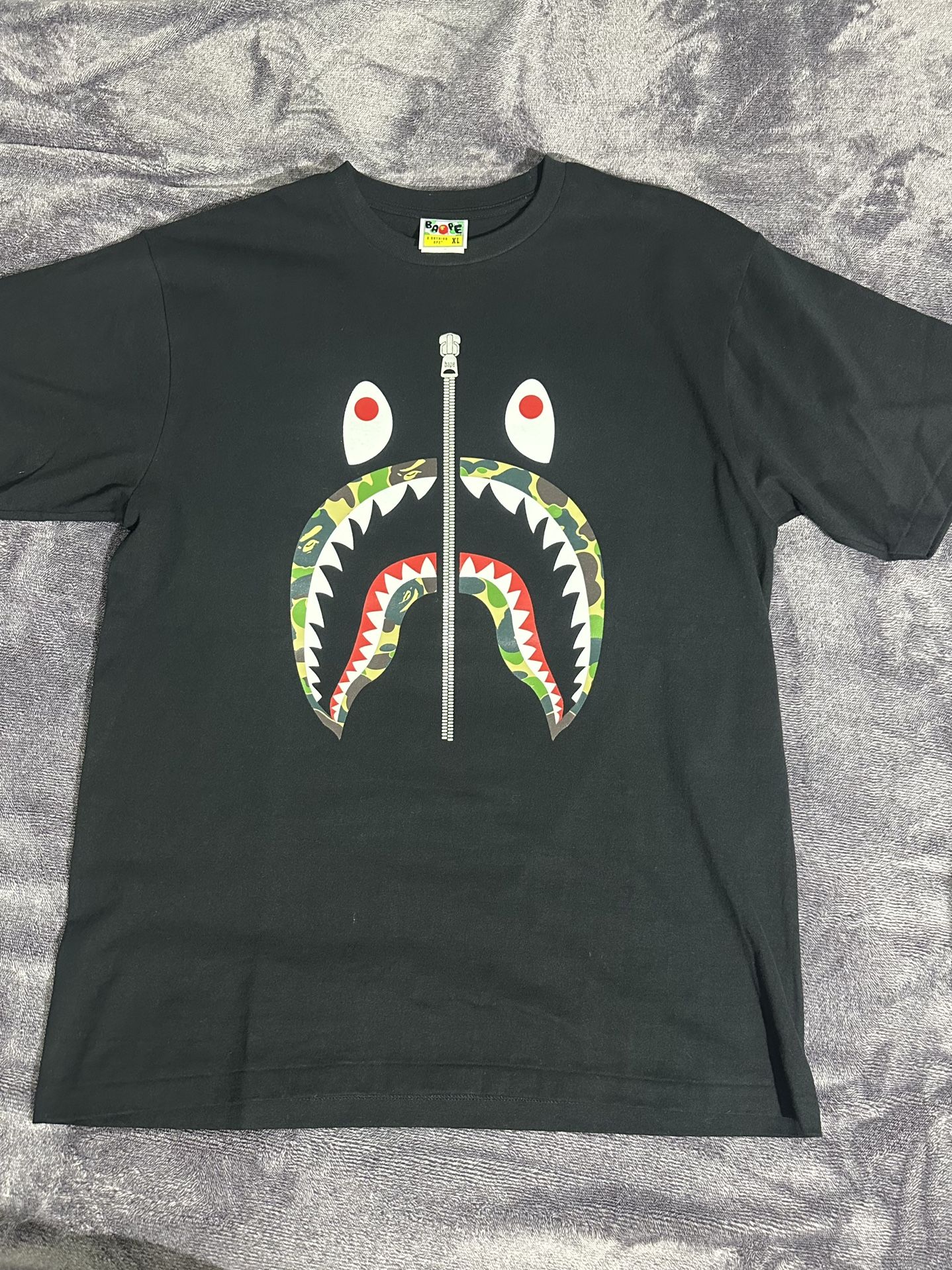 Black/green Camo Bape Shark Tee Shirt Size XL
