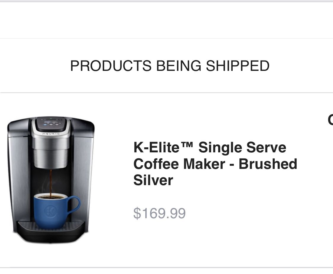 Keurig K-Elite Single Serve Coffee Maker Brushed Silver (Purchased from Keurig 6/2019)
