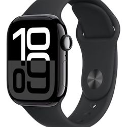 Apple Watch Series 10 [GPS + Cellular, 46mm] - Jet Black Aluminum Case with Black Sport Band, S/M