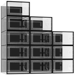 Orange SEESPRING 12 Pack Shoe Storage Box, Clear Plastic Stackable Shoe Organizer Space Saving Foldable Shoe Sneaker Containers Bins Holders