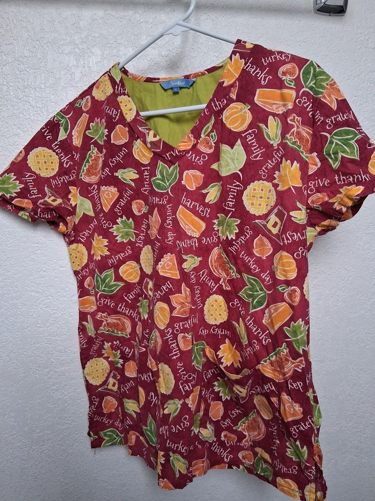 Holiday Scrub Top