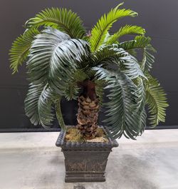 Lifelike Faux Palm Tree in Ornate Decorative Planter