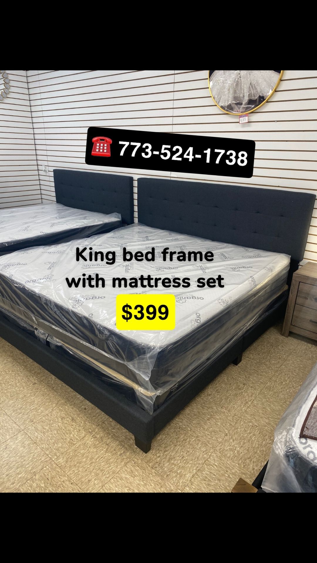 King Size Bed Frame Headboard With Mattress Set $399 Only
