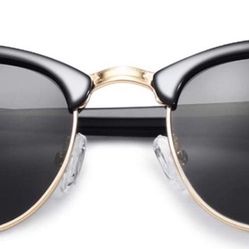 Retro Unisex Horn Rimmed UV Protection Polarized Sunglasses Black Lens