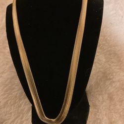 Gold Flat Wide Necklace ..24”long