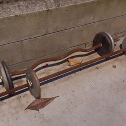 •Make An Offer• Barbell & Curl Bar + 200 Lb Weights 