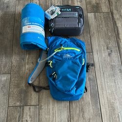 New, 5 Piece Camper Blanket, Lunch Box And Backpack Hydra Pack