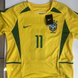 Brazil 2002 World Cup Edition Home Ronaldinho #11 Soccer Retro Vintage Jersey L