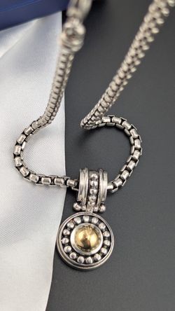 ✨💛Sterling Silver925+ 18K Gold Pendant Venetian Box  Style Necklace✨💛