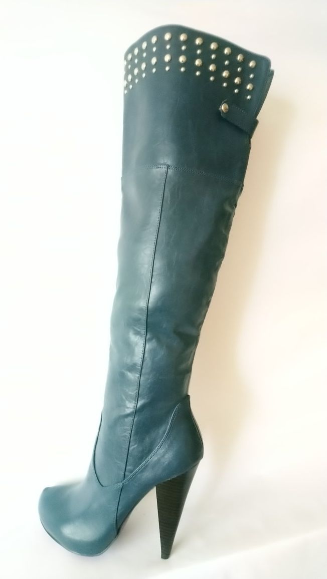 Women's Navy Blue Studded Over The Knee Boots Size 9