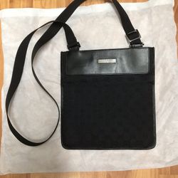 Gucci Black Canvas  Messenger Bag Monogram