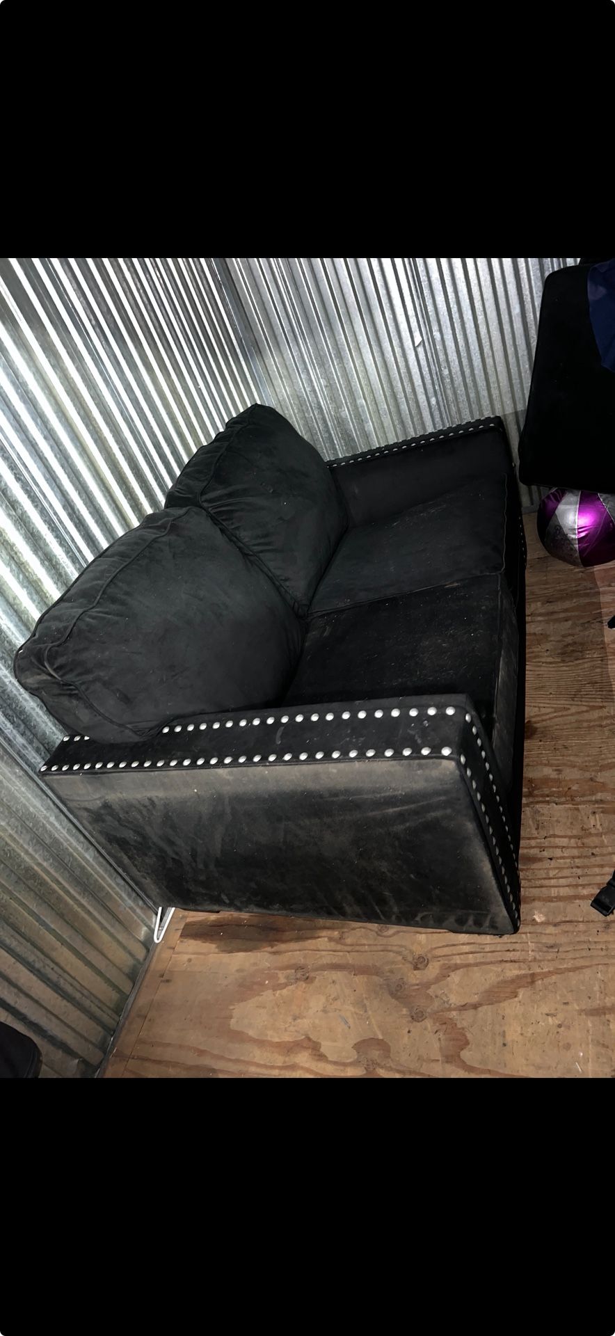 2 Pc Black Suede, Couch Sofa Free
