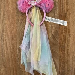 Disney Minnie Ear Headband - Colorful Princess Veil With Jeweled Butterfly