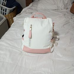 Pink And White Backpack